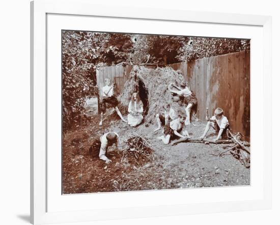 Children Dressed as Prehistoric Cave Dwellers, Birley House Open Air School, London, 1908-null-Framed Photographic Print