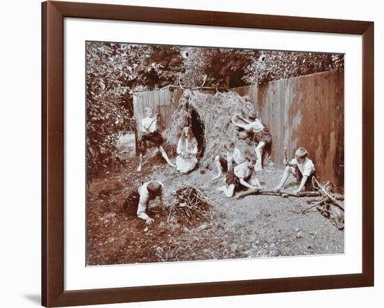 Children Dressed as Prehistoric Cave Dwellers, Birley House Open Air School, London, 1908-null-Framed Photographic Print