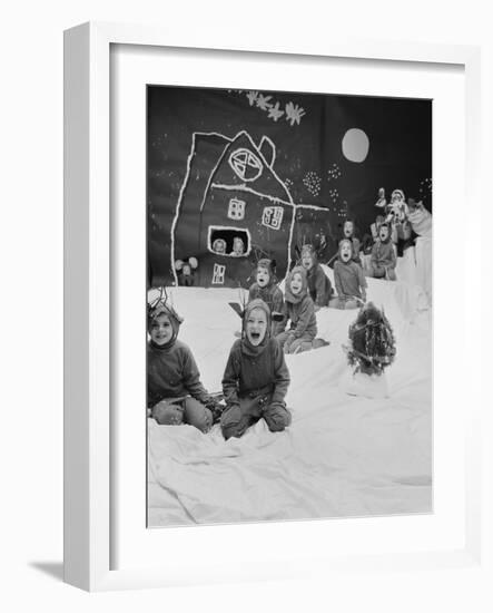 Children Dressed as Reindeer in Christmas Program at Elizabeth Morrow School-Nina Leen-Framed Photographic Print