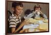 Children Drinking Milk at Dinner Table-William P. Gottlieb-Framed Photographic Print