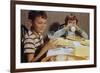 Children Drinking Milk at Dinner Table-William P. Gottlieb-Framed Photographic Print