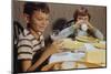 Children Drinking Milk at Dinner Table-William P. Gottlieb-Mounted Photographic Print
