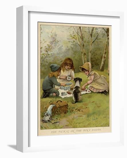 Children Eating a Picnic in the Woods-null-Framed Art Print