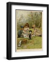 Children Eating a Picnic in the Woods-null-Framed Art Print