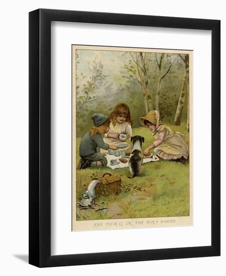 Children Eating a Picnic in the Woods-null-Framed Art Print