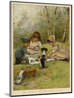 Children Eating a Picnic in the Woods-null-Mounted Art Print