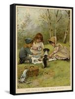 Children Eating a Picnic in the Woods-null-Framed Stretched Canvas