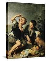 Children Eating a Pie, 1670-75-Bartolome Esteban Murillo-Stretched Canvas