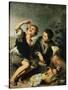 Children Eating a Pie, 1670-75-Bartolome Esteban Murillo-Stretched Canvas