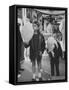 Children Eating Cotton Candy Given by a League of Women Voters-Ralph Crane-Framed Stretched Canvas