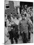 Children Emerging from School after First Day of Integrated Classes-null-Mounted Photographic Print