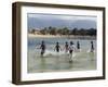 Children Enjoy a Boat Race in a Lagoon at Qalansiah, an Important Fishing Village in the Northwest-Nigel Pavitt-Framed Photographic Print