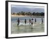 Children Enjoy a Boat Race in a Lagoon at Qalansiah, an Important Fishing Village in the Northwest-Nigel Pavitt-Framed Photographic Print