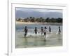 Children Enjoy a Boat Race in a Lagoon at Qalansiah, an Important Fishing Village in the Northwest-Nigel Pavitt-Framed Photographic Print