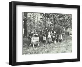 Children Feeding Bees for the Winter, Shrewsbury House Open Air School, London, 1909-null-Framed Photographic Print