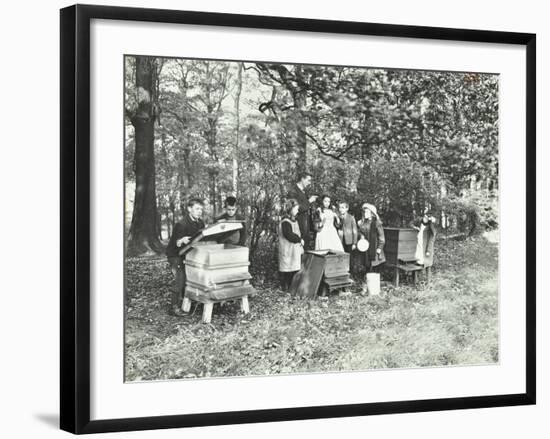 Children Feeding Bees for the Winter, Shrewsbury House Open Air School, London, 1909-null-Framed Photographic Print