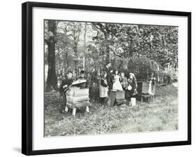 Children Feeding Bees for the Winter, Shrewsbury House Open Air School, London, 1909-null-Framed Photographic Print