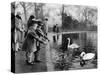 Children Feeding the Swans on the Serpentine, London, 1926-1927-null-Stretched Canvas