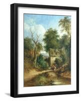 Children Fishing from a Bridge-null-Framed Giclee Print