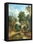 Children Fishing from a Bridge-null-Framed Stretched Canvas