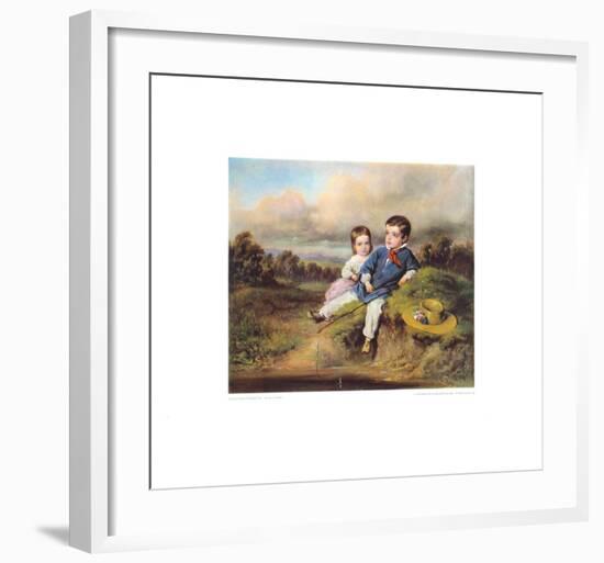 Children Fishing in a Brool-August Xaver Karl Von Pettenkofen-Framed Collectable Print