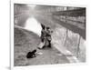 Children Fishing in River-null-Framed Photographic Print