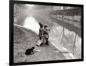 Children Fishing in River-null-Framed Photographic Print