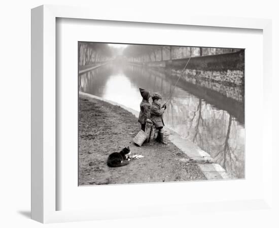 Children Fishing in River-null-Framed Photographic Print