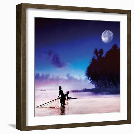 Children Fishing-Jurek Nems-Framed Art Print