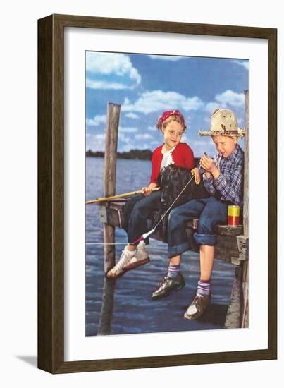 Children Fishing-null-Framed Art Print