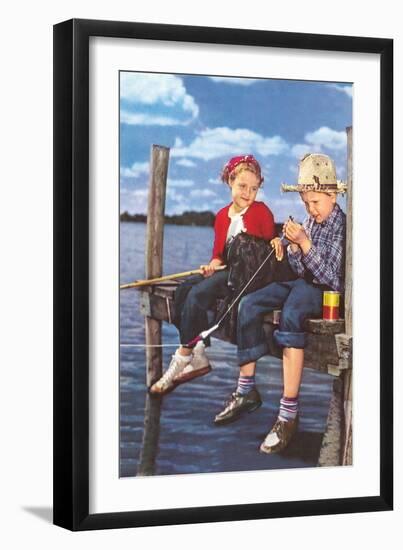 Children Fishing-null-Framed Art Print
