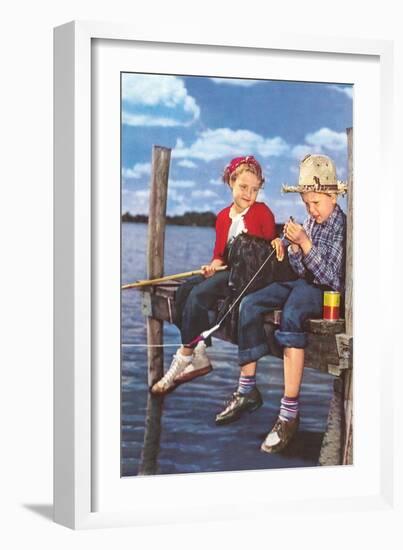 Children Fishing-null-Framed Art Print