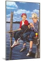 Children Fishing-null-Mounted Art Print