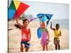 Children Flying Kites on the Beach-Bill Bachmann-Stretched Canvas