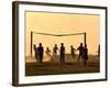 Children from the Toba Qom Ethnic Group Play Soccer During Indegenous Indian Day Celebration-null-Framed Photographic Print