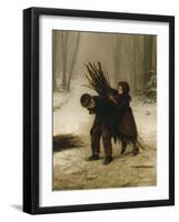 Children Gathering Wood in a Snowy Forest, 1883-Edouard Frere-Framed Giclee Print