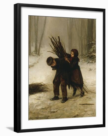 Children Gathering Wood in a Snowy Forest, 1883-Edouard Frere-Framed Giclee Print