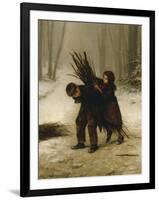 Children Gathering Wood in a Snowy Forest, 1883-Edouard Frere-Framed Giclee Print