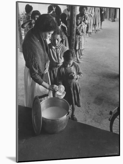 Children Getting Milk with Lunch-Frank Scherschel-Mounted Photographic Print