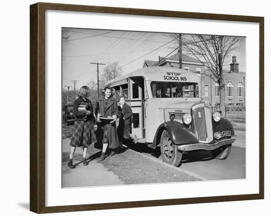 Children Getting off School Bus-Philip Gendreau-Framed Photographic Print