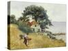 Children Gleaning by a Lake-Hermann Seeger-Stretched Canvas