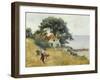 Children Gleaning by a Lake-Hermann Seeger-Framed Giclee Print