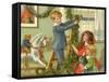 Children Hanging Christmas Holly-Rosa C. Petherick-Framed Stretched Canvas