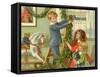 Children Hanging Christmas Holly-Rosa C. Petherick-Framed Stretched Canvas