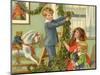 Children Hanging Christmas Holly-Rosa C. Petherick-Mounted Giclee Print