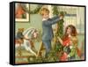 Children Hanging Christmas Holly-Rosa C. Petherick-Framed Stretched Canvas