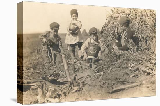 Children Harvesting Squash-null-Stretched Canvas