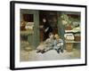 Children Have Afternoon Snack at Grocery Store-Victor Gabriel Gilbert-Framed Art Print