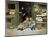 Children Have Afternoon Snack at Grocery Store-Victor Gabriel Gilbert-Mounted Art Print