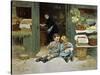 Children Have Afternoon Snack at Grocery Store-Victor Gabriel Gilbert-Stretched Canvas